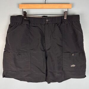 AFTCO Men's 42 Black White Nylon 6" Utility Cargo Shorts Performance Boating